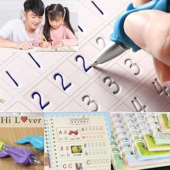 ✨ Magic Practice Copybook ✍️  (4 BOOKS,1 PEN,1 GRIP,10 REFILL)