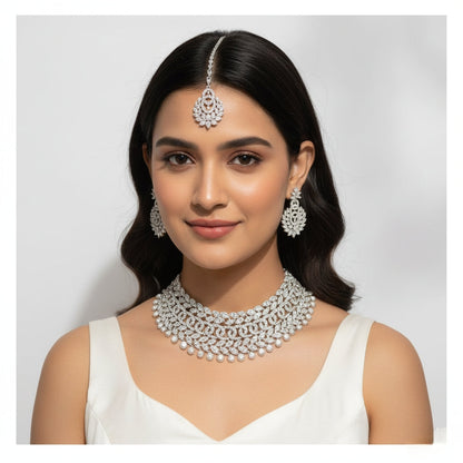 Rhodium Plated Jewelry Set White Austrian Diamond for women