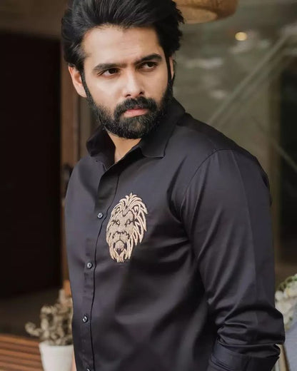 Classy Fabulous Men's Tiger White Luxury Shirt